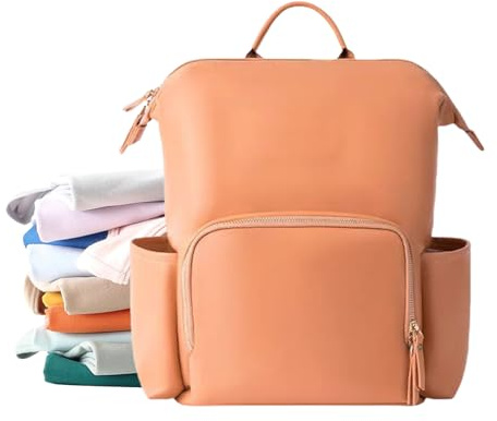 Genérico Wickelrucksack, große Babytasche, Reisen, wasserdicht, aus PU-Leder, Unisex, Orange, Consulte la descripción