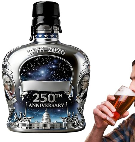 Botellas de Vidrio para Whisky con Tapa | 35cl Recipiente para Alcohol Conmemorativo 250 Aniversario EE.UU. | Decantador de Alcohol de Vidrio,para , Vitrina Hogar, Restaurantes, Hoteles, Clubes, Comed