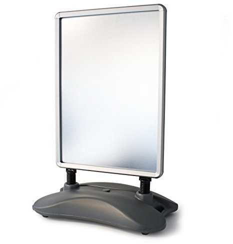 Wiltec Kundenstopper DIN A1 – 790 x 500 x 1145 mm – beidseitig – mit Wassertank, Federn und Alu-Rahmen – Plakatständer Werbeaufsteller Werbetafel – schwarz/grau