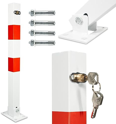 4 Stück HSM Parkpfosten Absperrpfosten Poller klappbar 65cm Hoch Sperrpfosten Parkplatzsperre Wegsperren Klapppfosten Parkwatch Barrierepfosten