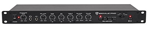 Rockville PPA20 Preamp 11V 1U Rack Mount Professional Pre-Amplifier, Phono Input, XLR Outputs, 3-Band EQ, for Home Audio and Studio Recording