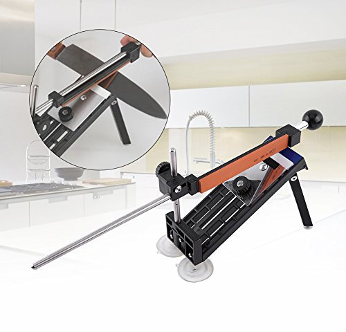 GOTOTOP Manual Knife Sharpener With Fixed Angle and 4 Whetstones - Stainless Steel Set With Rotary 180/400/800/1500 Grit