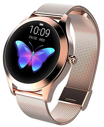 AIMU Smart Watch KW10, Round Touch Screen IP68 Waterproof Smartwatch for Women, Fitness Tracker with Heart Rate and Sleep Pedometer, Bracelet For IOS / Android ( Color : Gold )