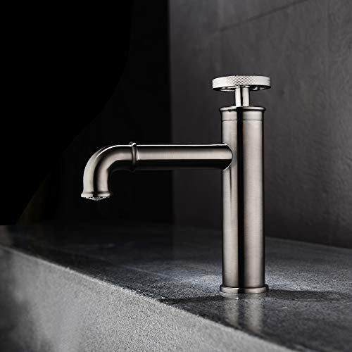 WRISCG Badarmatur Waschtischarmatur Wasserhahn, Vintage Industrie Stil Bad Mischbatterie, Waschtisch Waschbeckenarmatur, Einhandrad Badzimmer Wasserhahn, Messing Armatur Einhebelmischer,A