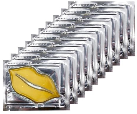 Adofect 30 Pieces Collagen Crystal Gold Lip Care Gel Masks, Collagen Crystal Lip Pads, Greate For Moisturizing Lips, Remove Dead Skin, Anti Chapped, Anti-Aging & Plump Your Lips