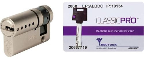 Demi-cylindre 2 entrées Classic Pro Multi-T-lock - Laiton nickelé - Haute sûreté - Longueur 33 x 10 mm