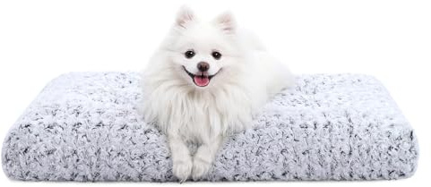 KSIIA Washable Dog Bed Deluxe Plush Dog Crate Beds Comfy Kennel Pad Anti-Slip Pet Sleeping Mat for Large, Jumbo, Medium, Small Dogs Breeds, 29 x 21, Gray