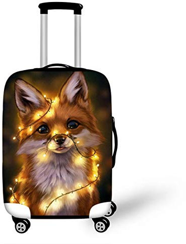 Surwin 3D Reise Kofferschutzhülle Waschbare Reisetasche Kofferbezug Elastisch Kofferhülle Gepäck Cover Reisekoffer Hülle Schutz Bezug Schutzhülle (Lichtfuchs,M (22-24 Zoll))