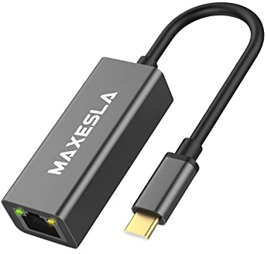 Maxesla 1000M USB C to Ethernet Adapter, USB 3.0 Plug & Play Ethernet to USB C, Thunderbolt to Ethernet Adapter Gigabit 1000 Mbps, USB-C to Ethernet Adapter for MacBook Pro/Air, iPad, Surface Book