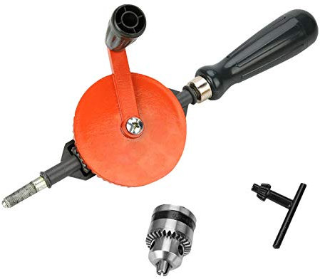 Trapano manuale portatile a manovella Mini trapano con doppi pignoni per legno e plastica(1/4)