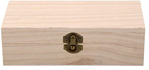 Holzkiste mit Deckel, Holzschachtel Holzbox Natur, Holz Schatulle mit Scharnieren und Verschluss, Kleine Holztruhen als Aufbewahrungsbox Schatzkiste, Schmuckkästchen für Malen Deko (20 x 10 x 6 cm)