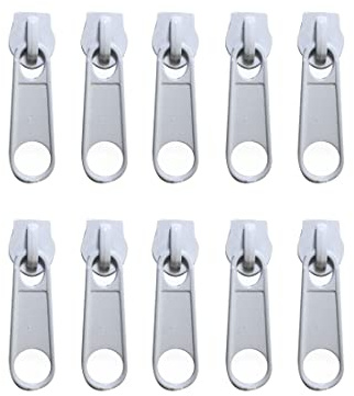 132 Cursores de Metal para Cremallera de Nylon, Cursor Libre de Cremallera #3, Tirador de Cremallera para Reparar o Montar una Cremallera, Cursores Blancos, (#3, 101)