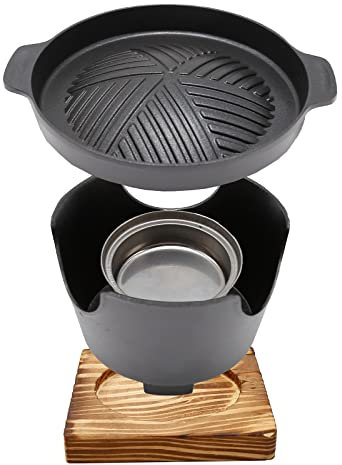 Saihisday Mini barbecue Hibachi portable en fonte d'aluminium pour barbecue coréen