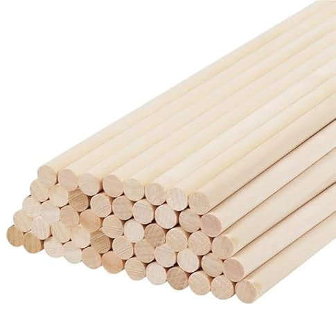 DARENYI 50 Packs Wooden Dowels 30.5cm x 10mm, Natural Sticks for Crafts, Tiers & Wands