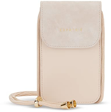 Expatrié Bolso Movil Mujer Beige - Amelie - Bolso Pequeño - Mini Bolsa Bandolera Para Ocio y Festivales - Elegante Cartera Moderna para Fundas de Móviles