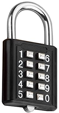 Candado con contraseña, aleación antirrobo, candado de botón de 10 dígitos para casillero escolar, puerta exterior y guardarropas de gimnasio (negro)