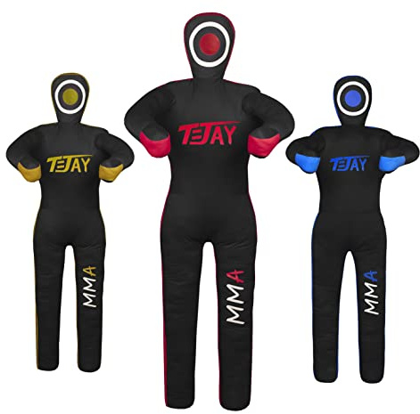 T=JAY Maniquí de Agarre de posición de pie MMA para jiu jistu brasileño BJJ, Lucha Libre, Lanzamiento de Judo Karate y Chupete para sumisión, sin Relleno (70 Pulgadas (Pulgadas), Negro Rojo)