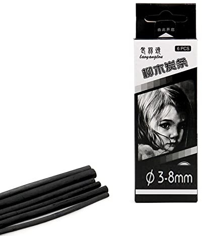 Zaky Weidenholzkohlestifte Dünn 3-5 mm Mittel 3-8 mm Dick 5-8 mm Natürliche Zeichenkohle für ideal zum Skizzieren Zeichnen und Schattieren (3-8mm)