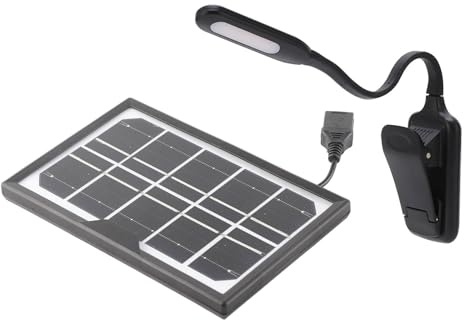 Natudeco Solar-Schreibtischlampe 5V Solar Wiederaufladbare Klemmlampe Flexible Neck LED-Leseleuchte für Betten, Kopfteile, Schreibtische, Werkbänke, Regale, Notenständer, Klaviere