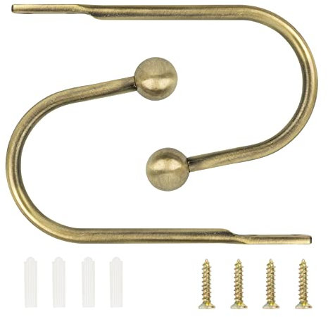 TAIYOU 2 Pezzi Fermatende e Raccogli Tenda Ganci per Tende Metallo Ganci a U Fermatenda con Viti per Camera da Letto Soggiorno Ufficio Sala da pranzo Caffè Albergo Bronzo Testa Rotonda