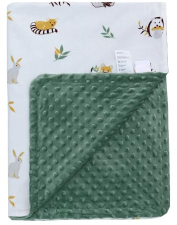 LAT LEE AND TOWN Couverture Douillette pour Bébé, Couverture Minky pour Poussette, Sièges Bébé, 75 x 100 cm, Animal, Réversible, Douillette, Polyester, Coton, Unisex, Bébé, Enfant
