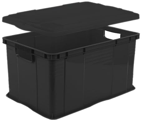 Rotho Agilo Aufbewahrungsbox 55l, Kunststoff (PP) BPA-frei, schwarz rezykliert, A3/55l (59.0 x 39.0 x 31.0 cm)