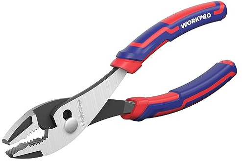 WORKPRO 6” Slip Joint Pliers Tool, Large Soft Grip,Rust Prevention Finish, 3-Zone Serrated Jaw Forged from High Carbon Steel for Maximum Grip