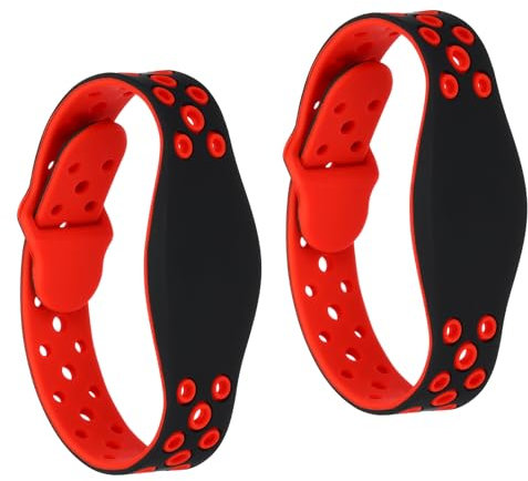 PATIKIL RFID Silicona Pulseras, 2 Pack 13.56MHZ Inteligente IC Tarjeta Pulsera Impermeable ID Muñequeras Bandas Puerta Acceso Control para Natación Piscina Baño Centro, Rojo
