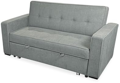 Somnia Descanso - Sofá Cama de 2 Plazas Modelo Volga, Diseño Moderno y Elegante | Práctico y Funcional, con Reposabrazos, Gris