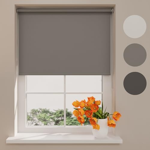 Radeco® Verdunklungsrollo ohne Bohren klemmfix 70 x 150 cm (BxH) grau, Fenster rollos für innen, Rollo ohne Bohren, klemmrollo, fensterrollo, verdunkelungsrollo, rollos für Fenster ohne Bohren