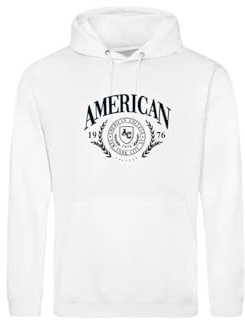 American College USA Sweat Shirt Sweater Pulls et Gilets Capuche Sport Imprimé Chaud Vêtements Unisexe Enfants Garçon Fille Modèle ACSW233 Blanc Taille 12 Ans