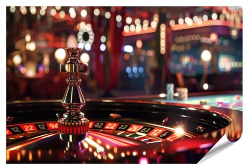 islandburner Prime XXL Bild Poster Nahaufnahme: Roulette-Tisch in prunkvollem Casino für Glücksspiel VIP Spielzimmer Casino oder Spielbank Premium Bilder Fotodruck