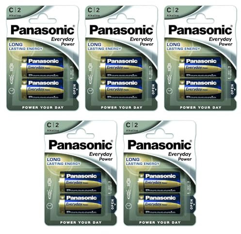 PANASONIC Lot de 5 Blisters de 2 Piles Alcalines Everyday Power Silver LR14 / C - 1,5V