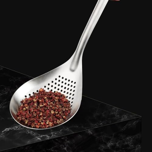 Schiumarola da cucina in acciaio , cucchiaio per colino fritto, cucchiaio scanalato con manico lungo anti scottatura, 36,5 x 10,2 cm