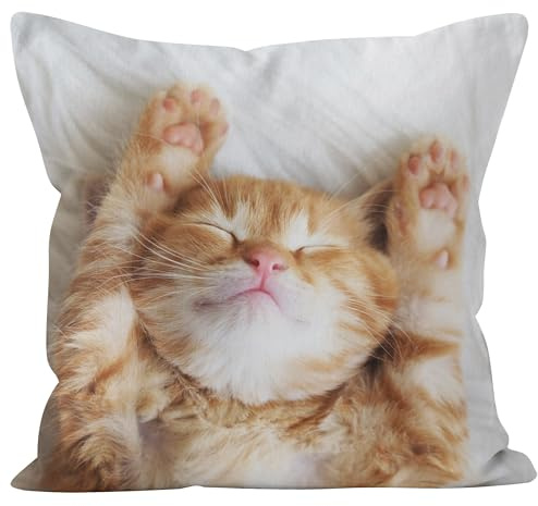 CEVAN Leinen Kissenbezüge Nackenrolle Kissenhülle Wasserdicht Outdoor Katze Kissenbezüge Modern Kissenbezug Kinderzimmer Kissenbezüge Sofa Dekor 45x45cm,1Pcs