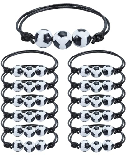 Fußball Armband 15 Stück Verstellbares Schnur Armband Fußball Sport Gewebte Armband,Fußball Party Mitgebsel Freundschaftsarmband,Fußball Armband kinder Jungs, mit Verstellbares Gewebte Schnur