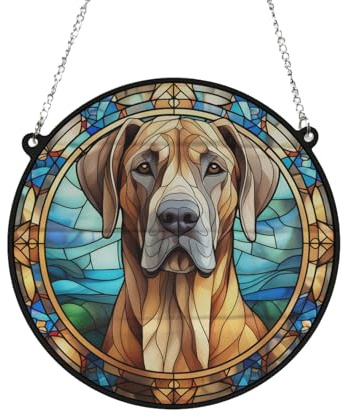 Great Dane Stained Glass Effect Suncatcher Gift for Dog Lovers - 19cm
