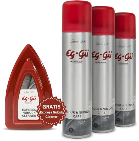eg-gü 3x Imprägnierspray Wildleder Pflegeset – Optimaler Schutz & Pflege – Farblos 250ml für Nubukleder