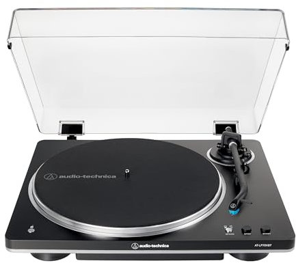 Audio-Technica AT-LP70XBT Giradischi wireless completamente automatico con trasmissione a cinghia( Nero/Argento)