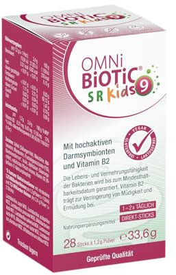 OMNi BiOTiC SR-9 Kids | 28 Sticks | 9 Bakterienstämme | Direkt auf der Zunge zergehen lassen | Vegan | Glutenfrei | Lactosefrei