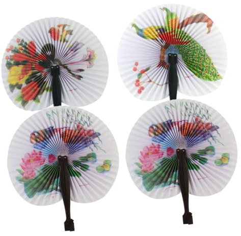 HOOTNEE Chinesische Orientalische Handfächer Aus Papier Mit Floralem Design Für Hochzeiten Sommerfeste Wohnaccessoire Leicht Und Tragbar