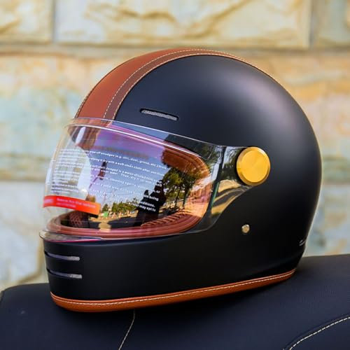OZXDKJ Vintage Motorrad Motocross Helme, Motorrad Integralhelme Herren Damen, Mit Visier Motorrad Klapphelme, Motorrad Lokomotive Helme, DOT/ECE-Zulassung Motorradhelm Für ATV Utv,M(54-57CM),BB