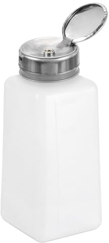 QUARKZMAN Lösungsmittel-Alkohol-Spender 250ml (8,8oz) Nagellackentferner Push-Down-Flüssigkeitsspender-Pumpflasche mit Edelstahl-Druckkopf für Aceton-Reiniger Nagellackentferner, Weiß