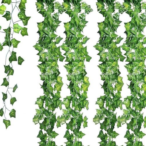 Efeu Künstlich, Kunstpflanze, 6 Stück Künstliche Efeu Girlande GesamtläNge 12 M, Künstliche Grün Pflanzen HäNgend Deko, FrüHlingsdeko, Kunstpflanzen Hängend für Balkon Garten Küche Hochzeit Party Deko