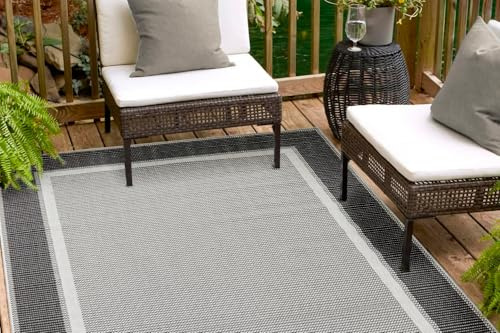 andiamo In- und Outdoor Teppich Arizona - Pflegeleichter Balkon Teppich Outdoorteppich, Küchenteppich - Größe: 60 x 110 cm, Farbe: Anthrazit