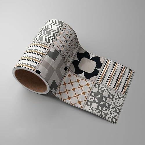 Dostear Borde del papel pintado Líneas Grises Auto Adhesivo del Papel Pintado del PVC Cenefa autoadhesiva para decoración de pared de cocina baño 10cm X 500cm