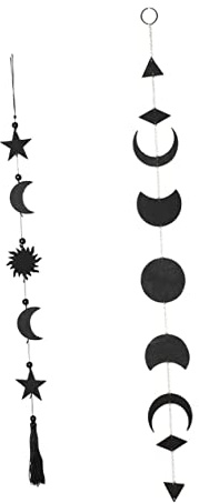 OUNONA 2 Stück Wanddeko Anhänger mit Mond und Sternmotiv Dekorativ und Kreativ für Schlafzimmer und Wohnzimmer Einfache Montage