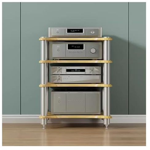 HiFi Audio/Video Stand - Floor-Standing Open-Shelving Unit for Stereo Equipment Media Consoles Gaming Systems - Modern Cabinet for Home Entertainment