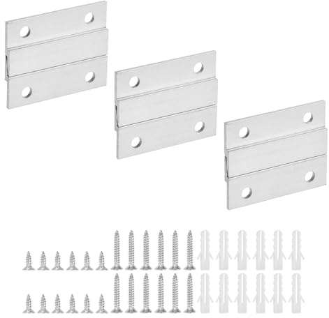 QUARKZMAN 3 Paar Französische Cleat Bilderaufhänger 2 Z Aufhänger | Z Bar Clips, Wandmontage Halterung Aufhängungsset, Aluminium, Hochbelastbar, Verriegelbare, Für Spiegel Bilderregal