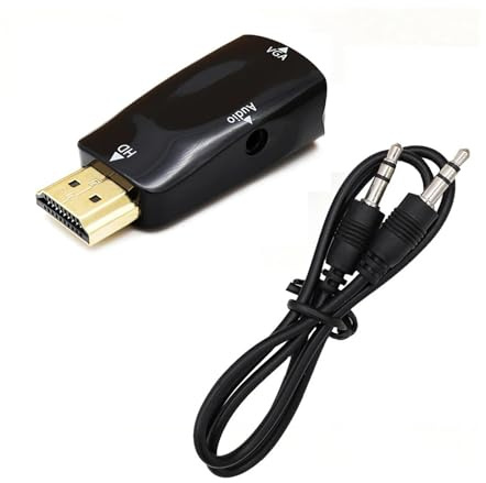 LOKLNEYK Adaptador HDMI A VGA 1080p – Cable De Audio Integrado, Macho A Hembra For Portátil/TV Box/proyector(Black no Cable)